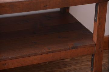 アンティーク家具　和製アンティーク　古い木製のシンプルな陳列棚(飾り棚)