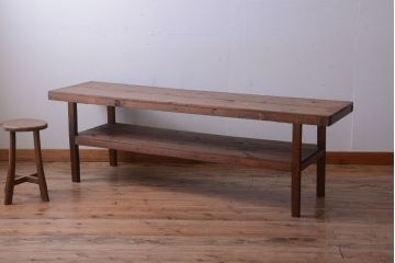 アンティーク家具　和製アンティーク　古い木製のシンプルな陳列棚(飾り棚)