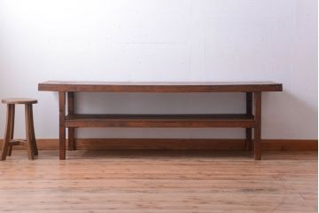 アンティーク家具　和製アンティーク　古い木製のシンプルな陳列棚(飾り棚)(2)