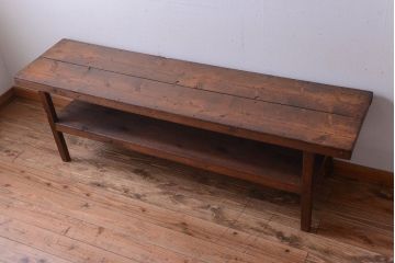 アンティーク家具　和製アンティーク　古い木製のシンプルな陳列棚(飾り棚)(2)