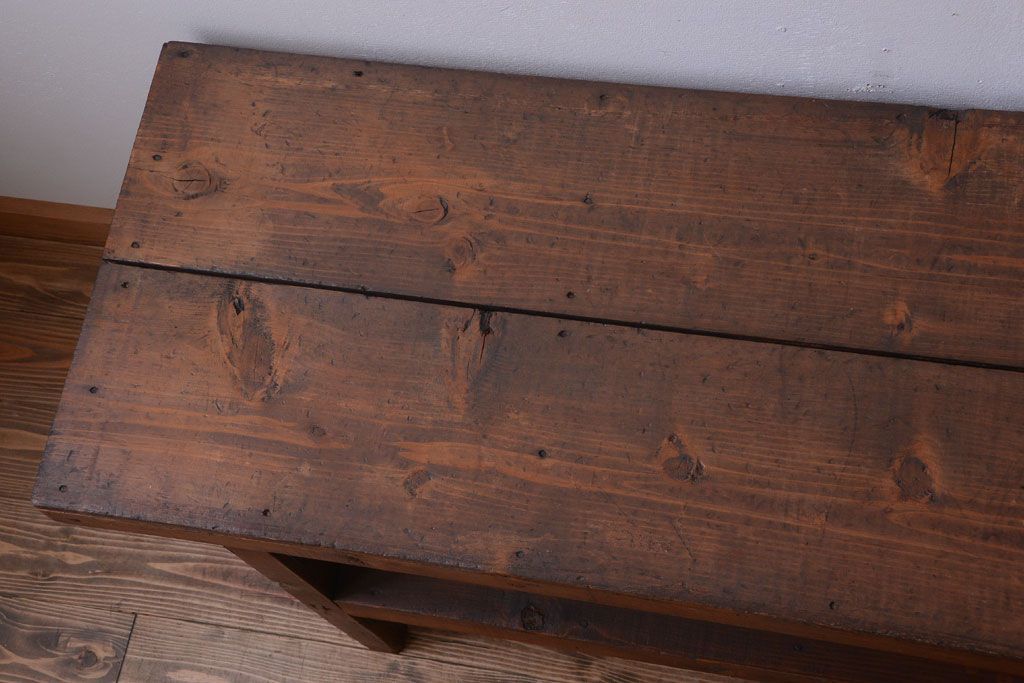 アンティーク家具　和製アンティーク　古い木製のシンプルな陳列棚(飾り棚)(2)