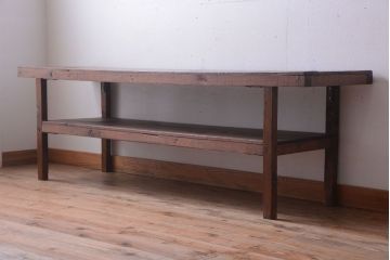 アンティーク家具　和製アンティーク　古い木製のシンプルな陳列棚(飾り棚)(2)