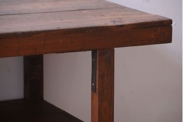 アンティーク家具　和製アンティーク　古い木製のシンプルな陳列棚(飾り棚)(2)