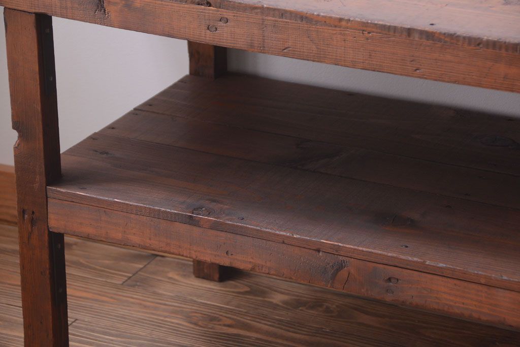 アンティーク家具　和製アンティーク　古い木製のシンプルな陳列棚(飾り棚)(2)