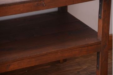 アンティーク家具　和製アンティーク　古い木製のシンプルな陳列棚(飾り棚)(2)