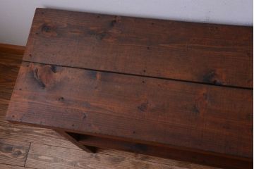 アンティーク家具　和製アンティーク　古い木製のシンプルな陳列棚(飾り棚)(3)