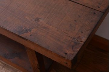 アンティーク家具　和製アンティーク　古い木製のシンプルな陳列棚(飾り棚)(3)