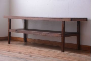 アンティーク家具　和製アンティーク　古い木製のシンプルな陳列棚(飾り棚)(3)