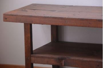 アンティーク家具　和製アンティーク　古い木製のシンプルな陳列棚(飾り棚)(3)