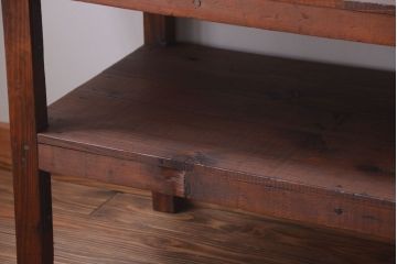 アンティーク家具　和製アンティーク　古い木製のシンプルな陳列棚(飾り棚)(3)