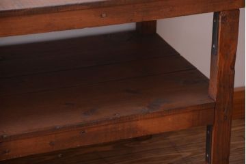 アンティーク家具　和製アンティーク　古い木製のシンプルな陳列棚(飾り棚)(3)