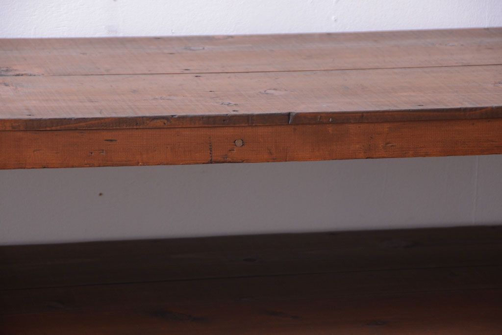 アンティーク家具　和製アンティーク　古い木製のシンプルな陳列棚(飾り棚)(3)