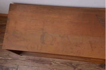 アンティーク家具　和製アンティーク　古い木製のガラス引き戸ローボード(テレビボード)