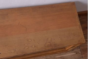 アンティーク家具　和製アンティーク　古い木製のガラス引き戸ローボード(テレビボード)