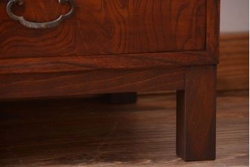 アンティーク家具　アンティーク 前面欅材!ダイヤガラス入り脚付き戸棚