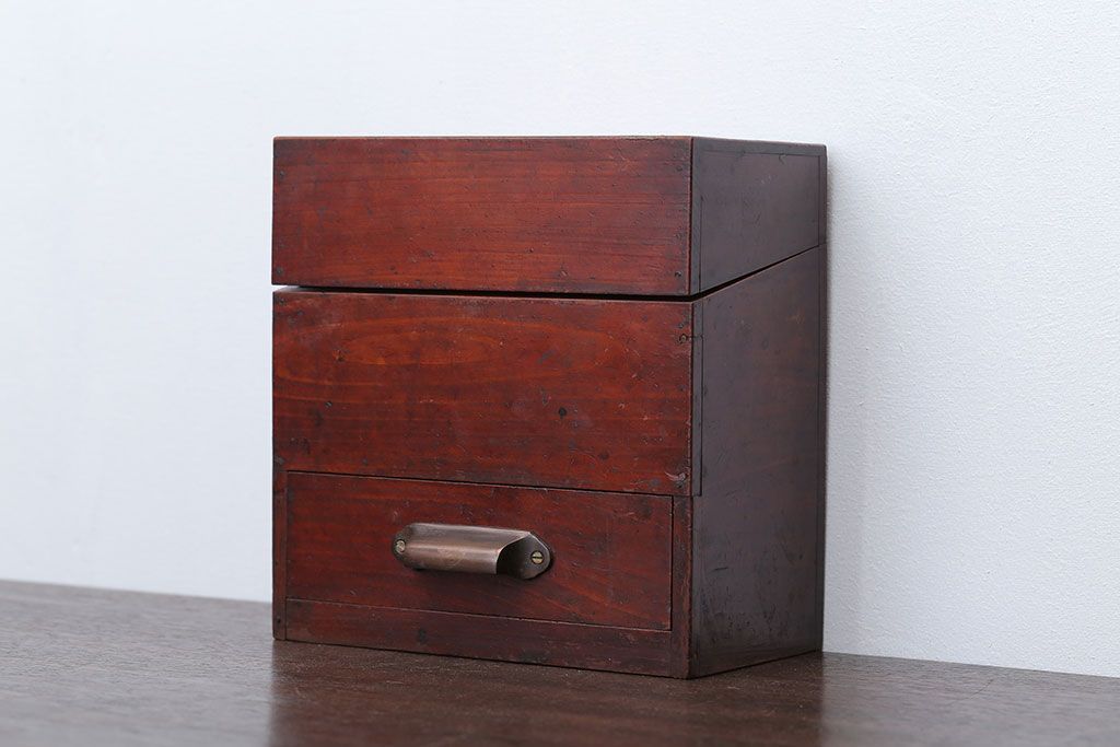 アンティーク雑貨　古民具・骨董　引き出し付き!煙草箱型小物入れ