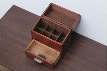 アンティーク雑貨　古民具・骨董　引き出し付き!煙草箱型小物入れ