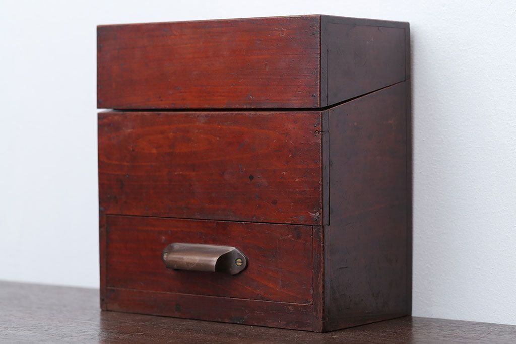 アンティーク雑貨　古民具・骨董　引き出し付き!煙草箱型小物入れ