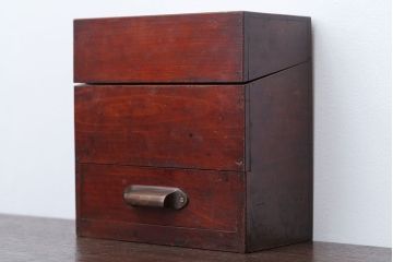 アンティーク雑貨　古民具・骨董　引き出し付き!煙草箱型小物入れ