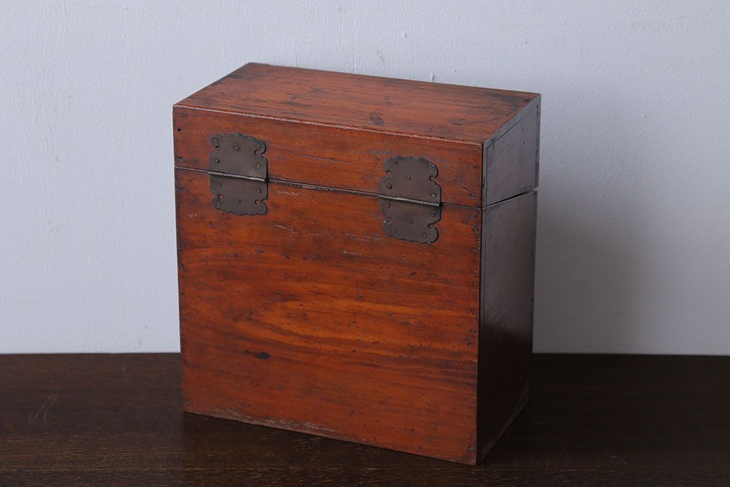 アンティーク雑貨　古民具・骨董　引き出し付き!煙草箱型小物入れ