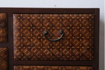 中古　箱根寄木細工が美しい小引き出し