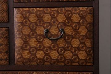 中古　箱根寄木細工が美しい小引き出し