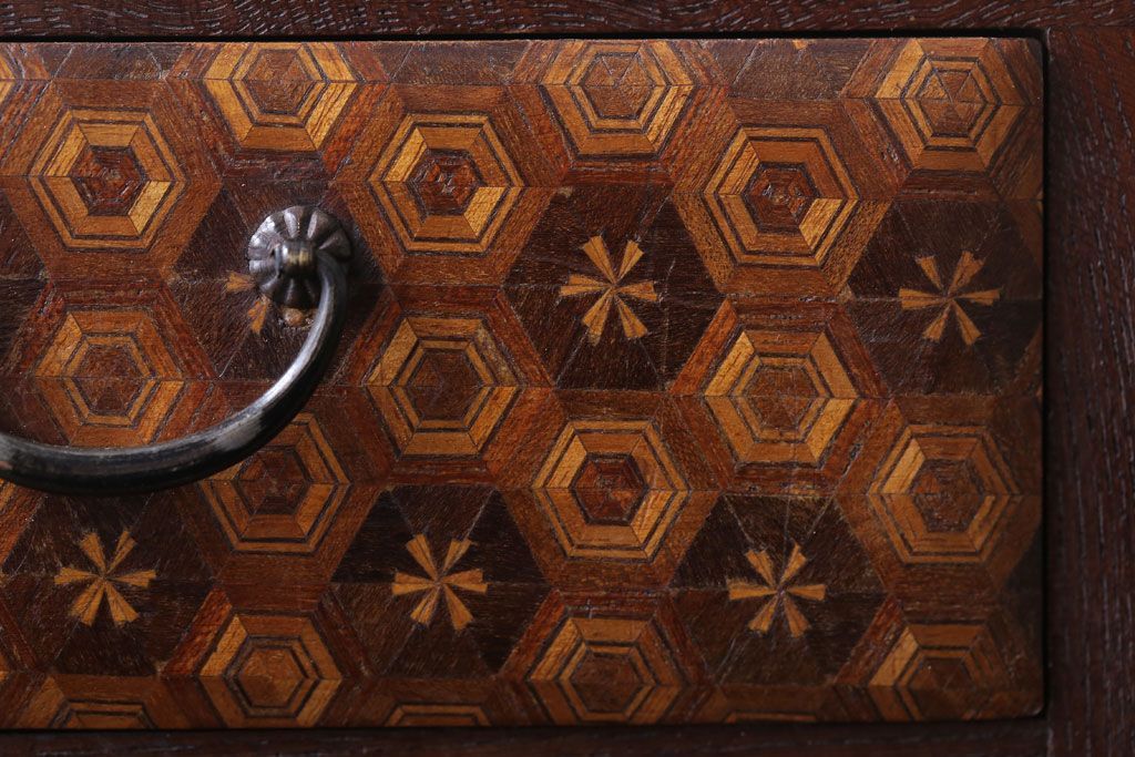 中古　箱根寄木細工が美しい小引き出し