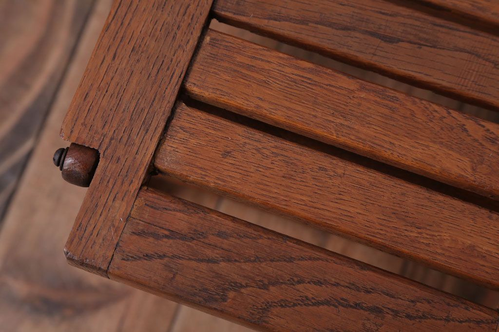 アンティーク家具　和製アンティーク　ナラ材の古いフォールディングチェア(折りたたみ椅子)