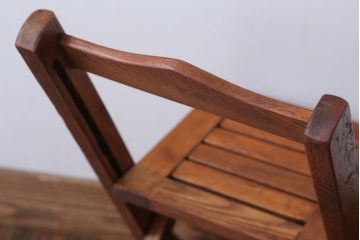 アンティーク家具　和製アンティーク　ナラ材の古いフォールディングチェア(折りたたみ椅子)