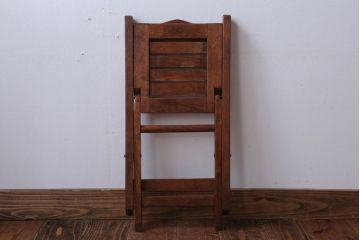 アンティーク家具　和製アンティーク　ナラ材の古いフォールディングチェア(折りたたみ椅子)