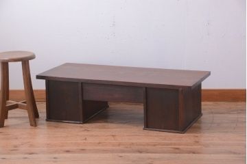 アンティーク家具　和製アンティーク　天板一枚板!引き出し5杯付きの古い文机