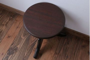アンティーク家具　アンティーク　古い木製のおしゃれな回転スツール(2)
