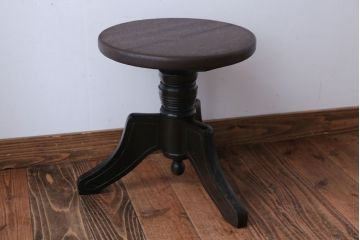 アンティーク家具　アンティーク　古い木製のおしゃれな回転スツール(2)