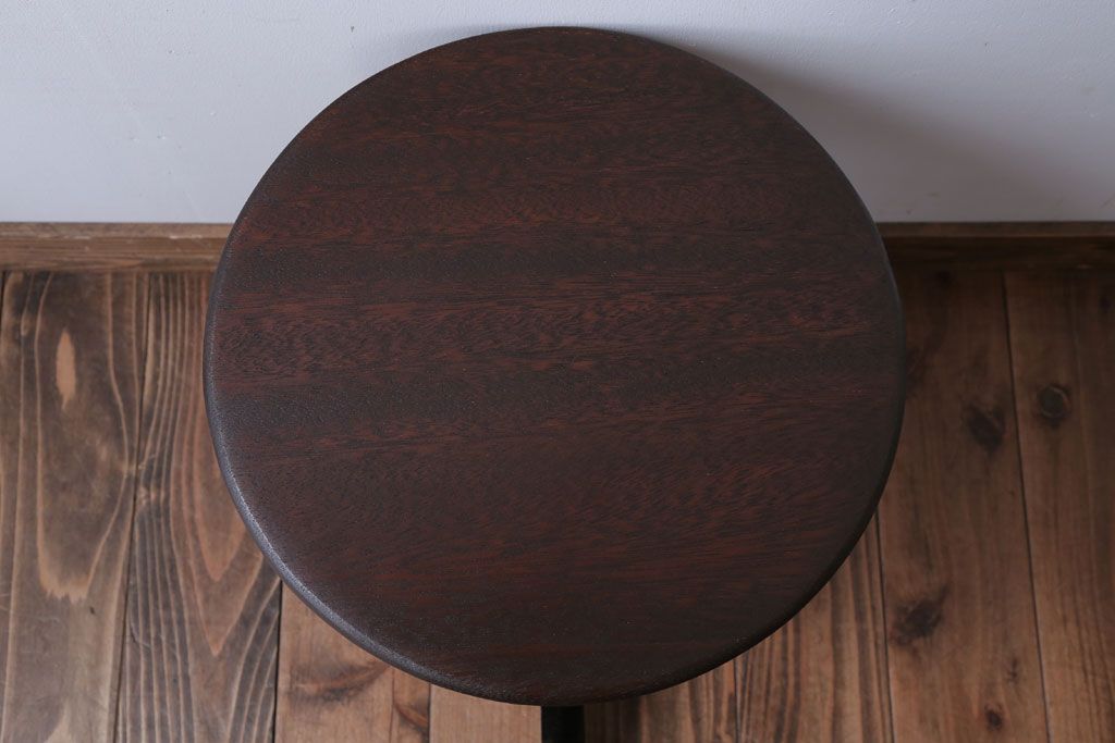 アンティーク家具　アンティーク　古い木製のおしゃれな回転スツール(2)