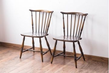 アンティーク家具　イギリスアンティーク　アーコール　スティックバックチェア2脚セット