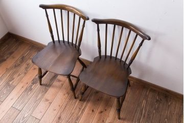 アンティーク家具　イギリスアンティーク　アーコール　スティックバックチェア2脚セット
