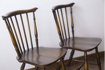 アンティーク家具　イギリスアンティーク　アーコール　スティックバックチェア2脚セット