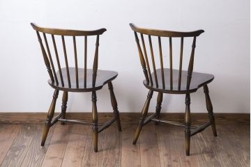 アンティーク家具　イギリスアンティーク　アーコール　スティックバックチェア2脚セット