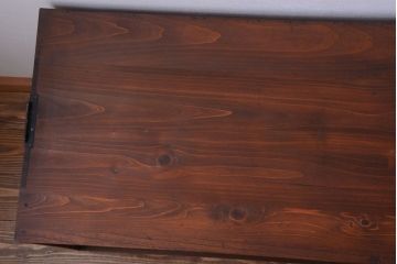 アンティーク家具　和製アンティーク　ダイヤガラス戸の鉄脚ローボード