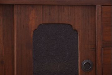 アンティーク家具　和製アンティーク　ダイヤガラス戸の鉄脚ローボード