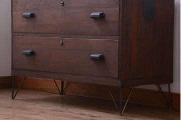 アンティーク家具　和製アンティーク　鉄脚付き!古い衣装箪笥ローボード(3)