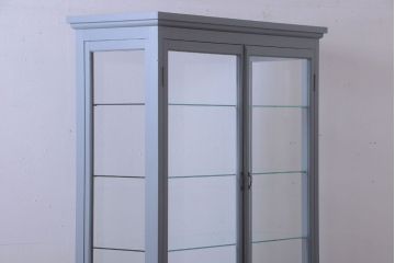 アンティーク家具　アンティークペイント　見せる収納におすすめの5面ガラスケース