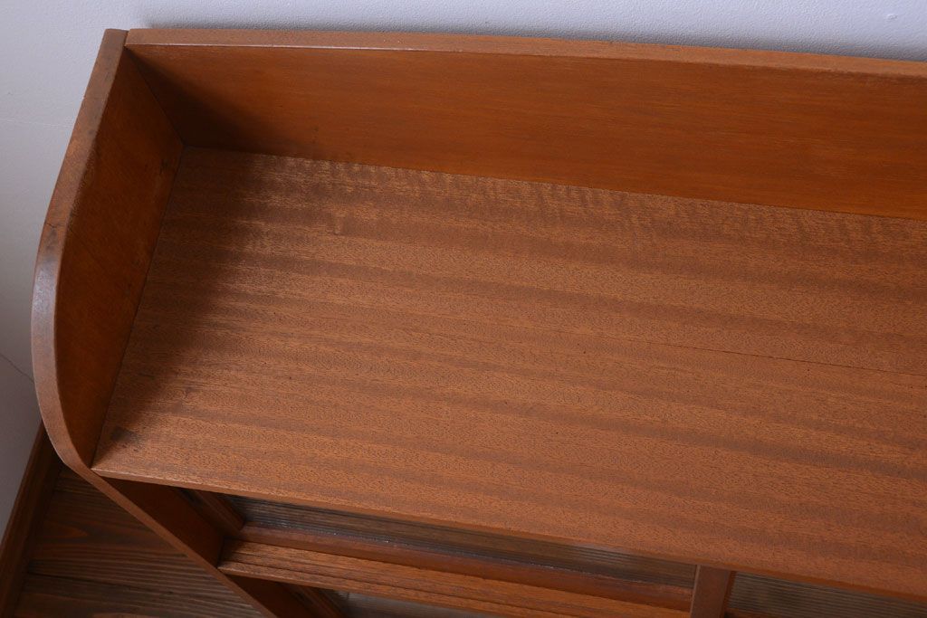 アンティーク家具　和製アンティーク　モールガラス入り!明るい木味の収納戸棚