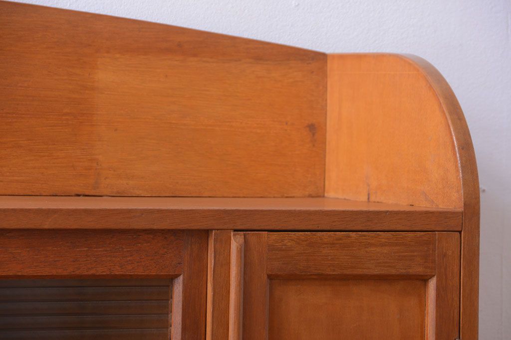 アンティーク家具　和製アンティーク　モールガラス入り!明るい木味の収納戸棚