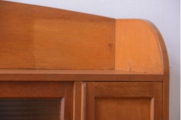 アンティーク家具　和製アンティーク　モールガラス入り!明るい木味の収納戸棚