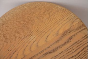 アンティーク雑貨　ビンテージ　ブルーグレーペイント鉄脚のかわいい丸スツール(椅子、チェア)(1)