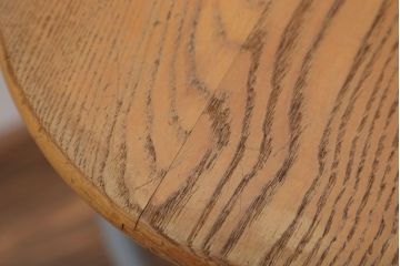 アンティーク雑貨　ビンテージ　ブルーグレーペイント鉄脚のかわいい丸スツール(椅子、チェア)(1)