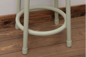 ヴィンテージ家具　ビンテージ　アイスグリーンペイント鉄脚のかわいい丸スツール(2)