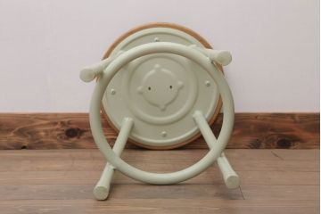 ヴィンテージ家具　ビンテージ　アイスグリーンペイント鉄脚のかわいい丸スツール(2)