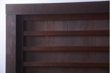 アンティーク家具　古民具・骨董　一本物　14杯引き出し付き!横桟引き戸の収納棚(水屋箪笥)